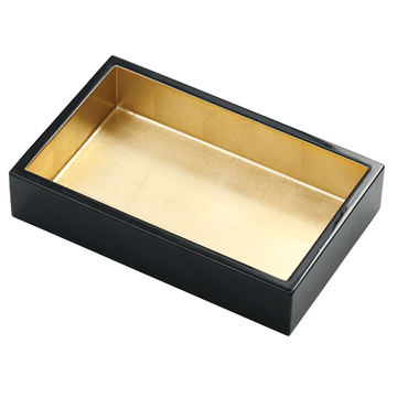 Lacquer Guest Towel Napkin Holder in Black with Gold