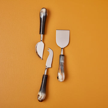 Horn & Stainless Cheese Set of 3