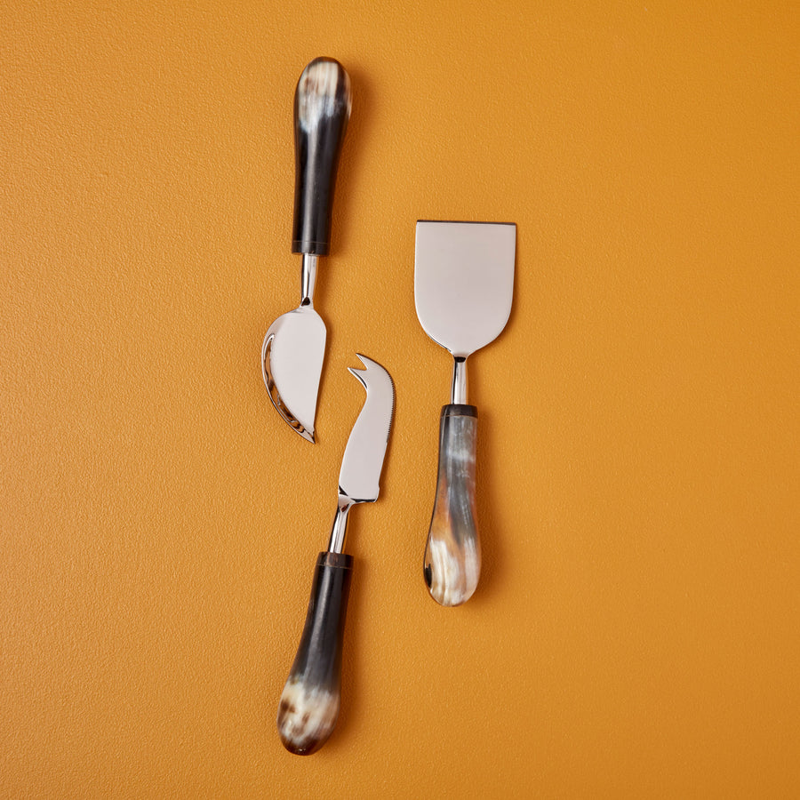 Horn & Stainless Cheese Set of 3