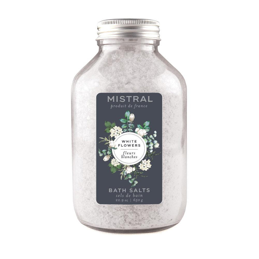 Mistral Bath Salt Glass Bottle- White Flowers