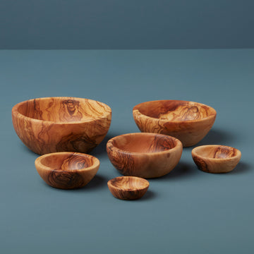 Olive Wood Nesting Bowls Set of 6