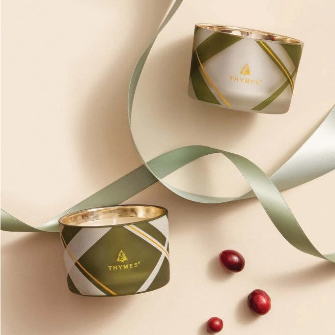 Thymes Frasier Fir Frosted Plaid Candle Set