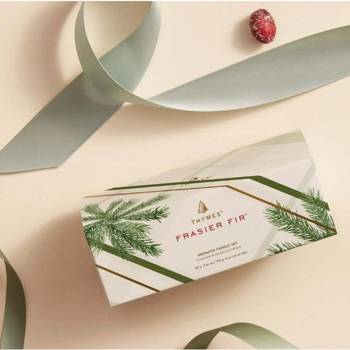 Thymes Frasier Fir Frosted Plaid Candle Set