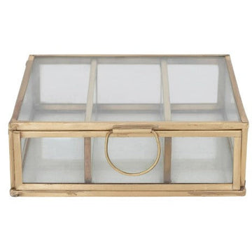 Metal and Glass Box with 3 Compartments