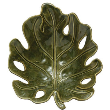 Stoneware Leaf Shaped Bowl, Reactive Glaze