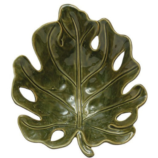 Stoneware Leaf Shaped Bowl, Reactive Glaze