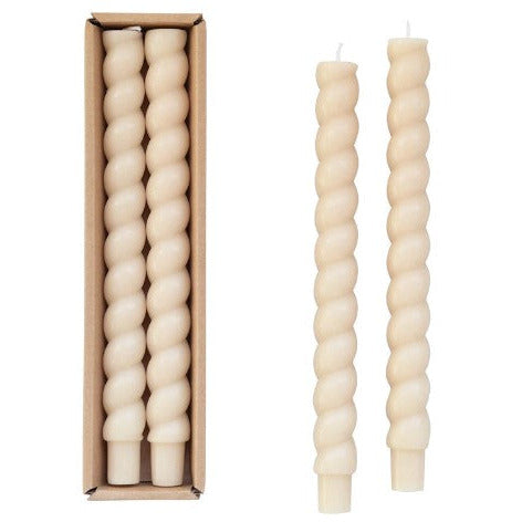 Unscented Twisted Taper Candles in Box, Set of 2