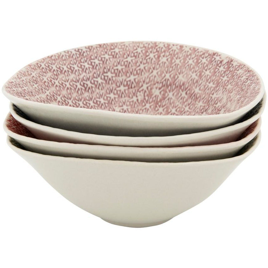 Hand-Stamped Stoneware Bowl with Embossed Pattern