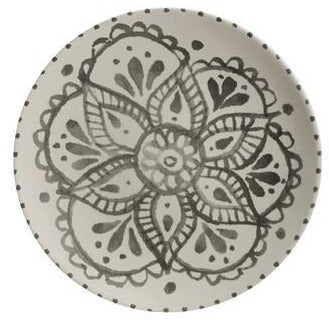 Round Stoneware Plate with Floral Designs
