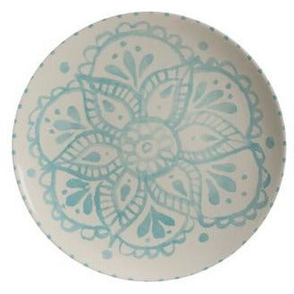 Round Stoneware Plate with Floral Designs