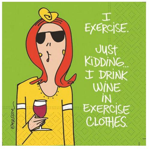 Cocktail Napkin - I Drink Wine In Exercise Clothes