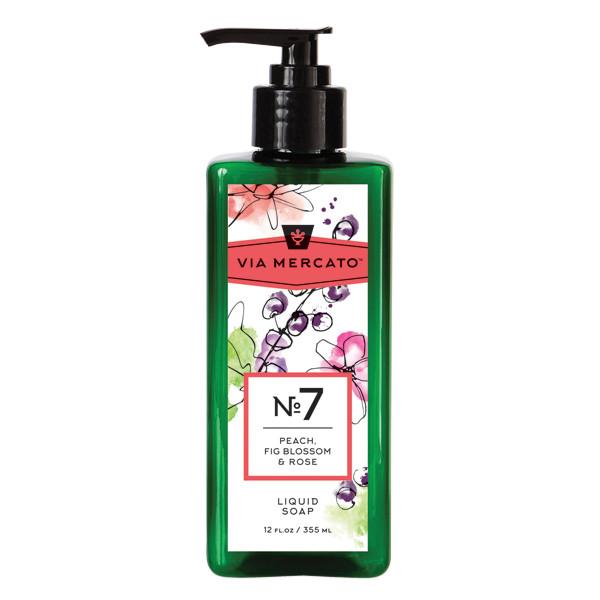 Via Mercato No.7 Liquid Hand Soap 12oz - Peach, Fig Blossom & Rose