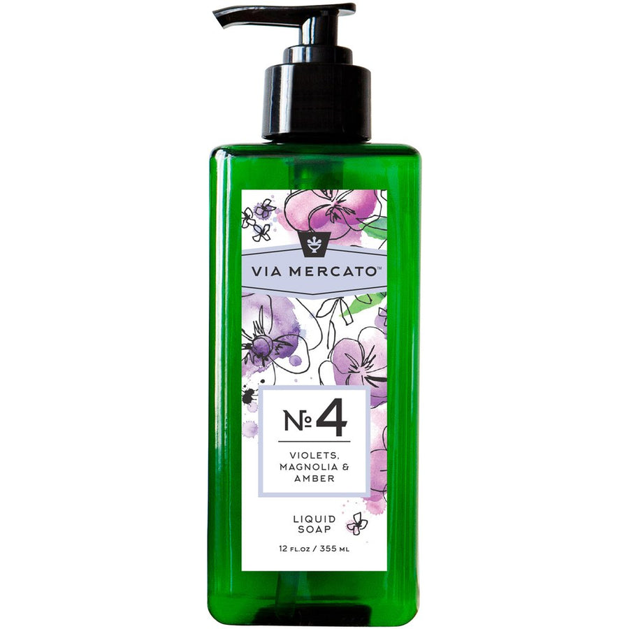 Via Mercato No.4 Liquid Hand Soap 12oz - Violet, Magnolia & Amber