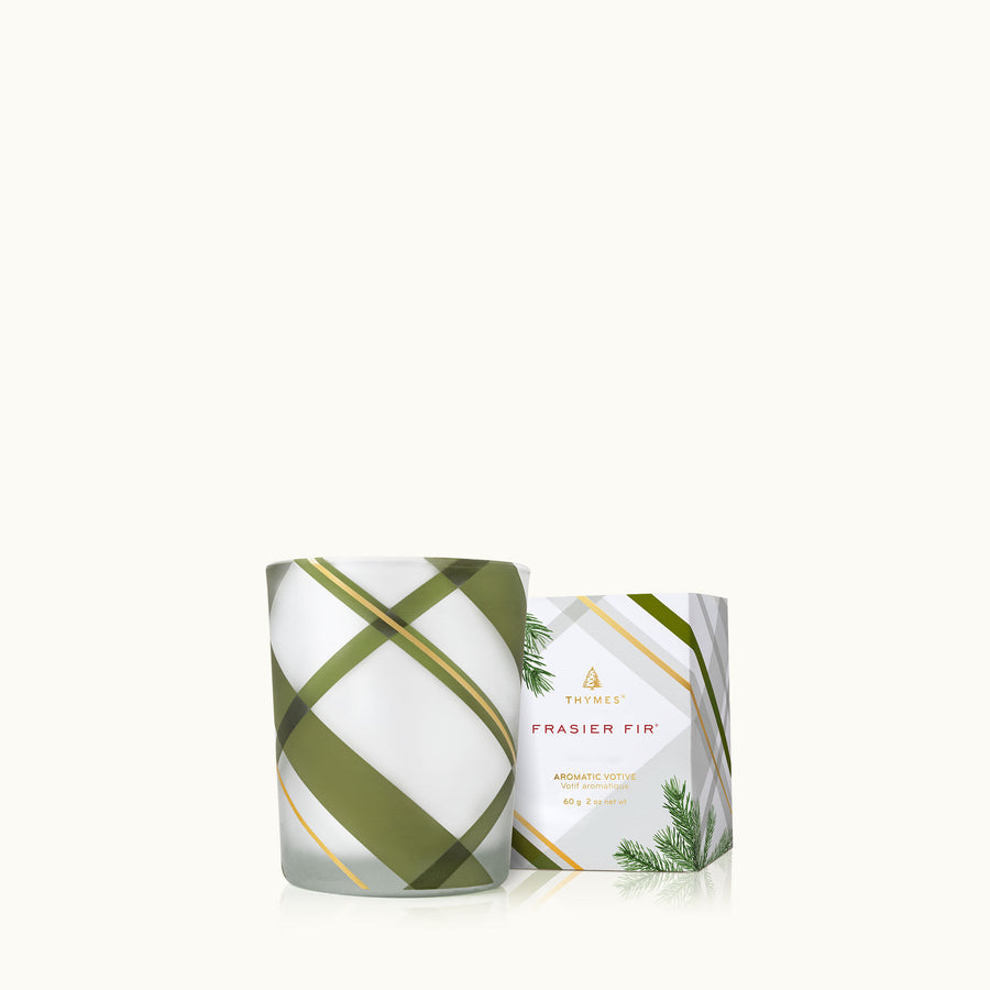 Thymes Votive Candle - Frasier Fir Frosted Plaid