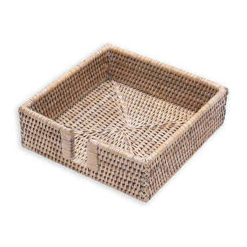 Rattan Luncheon Napkin Holder in White