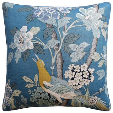 Hydrangea Bird Teal Pillow