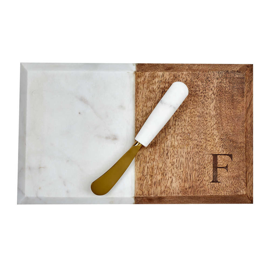 Initial Marble and Wood Set