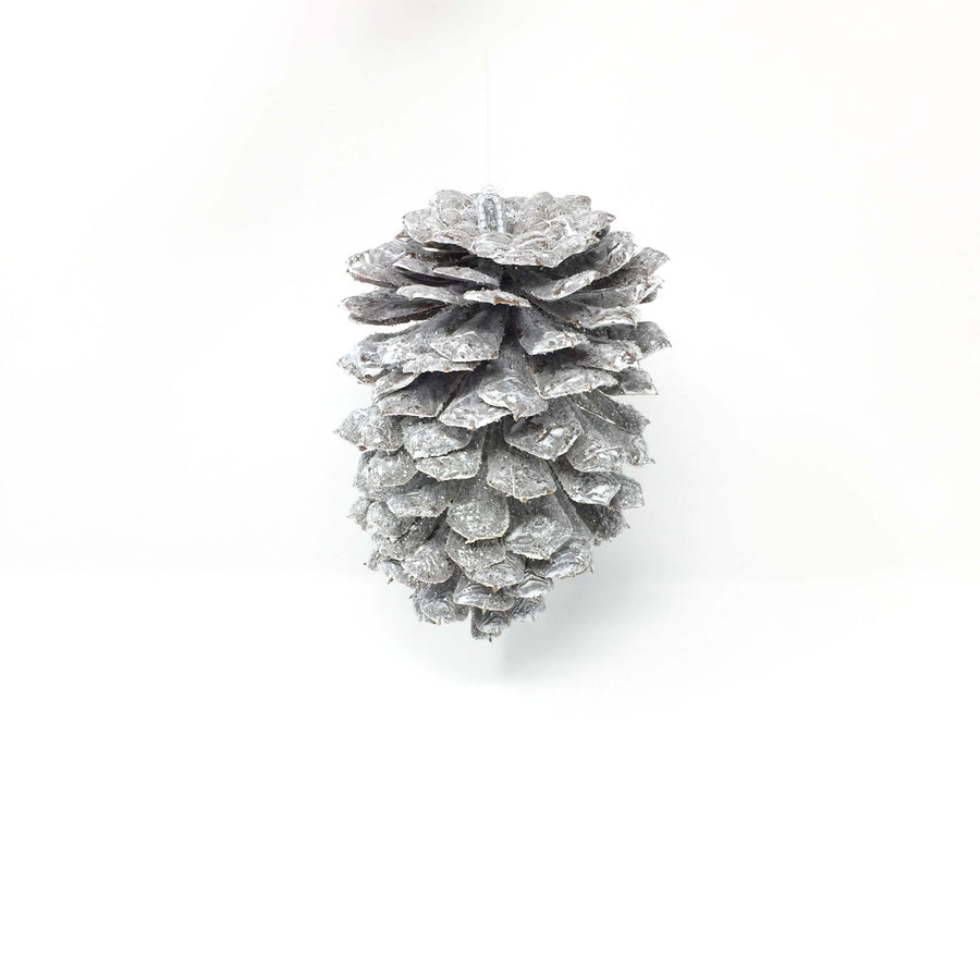 White Snow Pine Cone Ornament