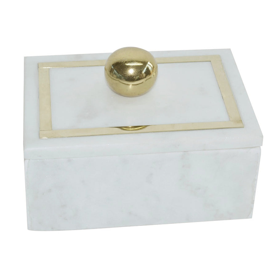 Marble Rectangular Box - Knob, White 7x5