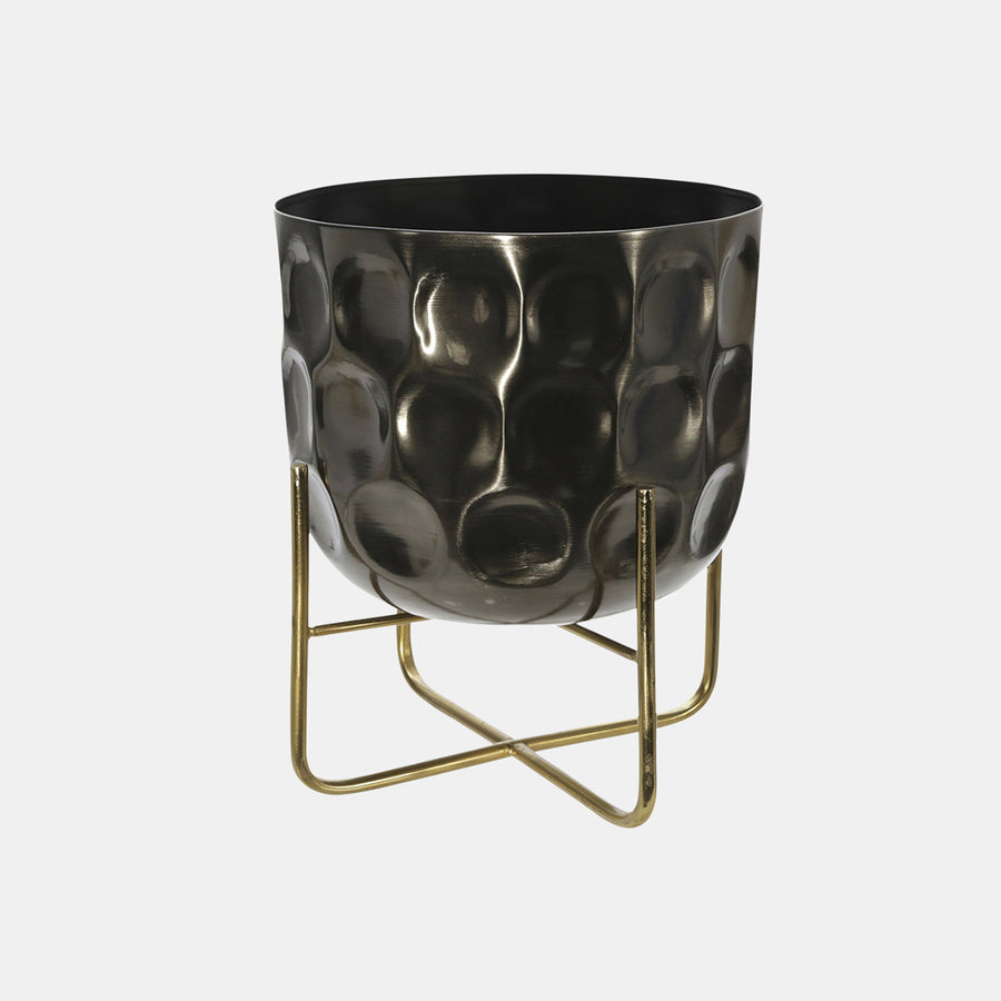 Metal Hammered Planter, Gunmetal 12/15