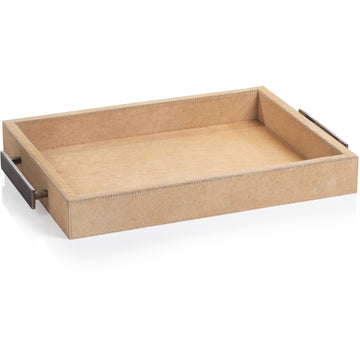 Aspen Hair On Leather Tray - Beige