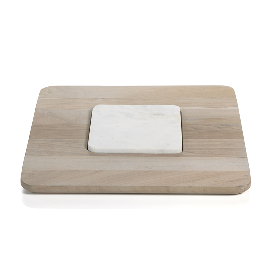 Viceroy Square Teak and Marble Cheese Platter