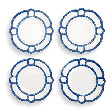 Blue Bamboo Dinner Plates with Bamboo Rim