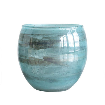 Glass Votive Holder Aqua Marble Finish