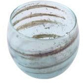 Glass Votive Holder Aqua Marble Finish