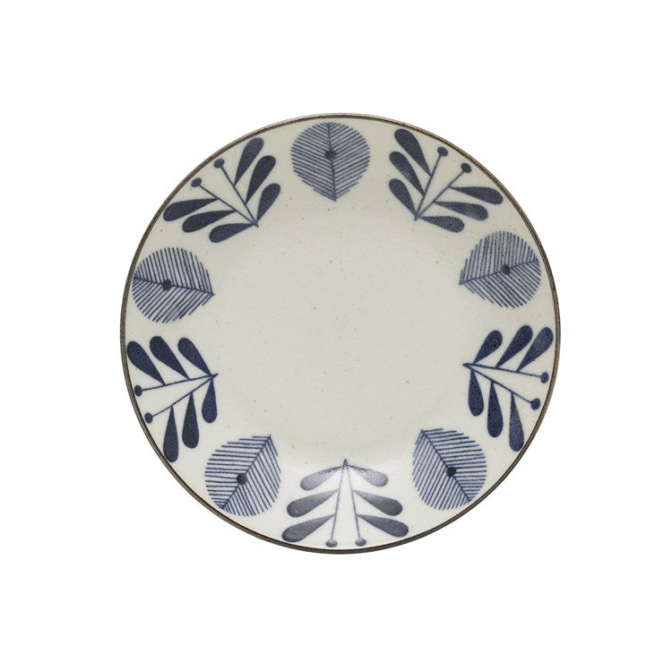 Round Porcelain Shallow Bowl White/Blue