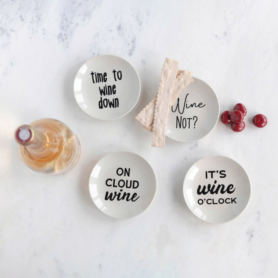 Stoneware Dish with Wine Saying