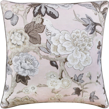 Grey Blossoms Blush Pillow