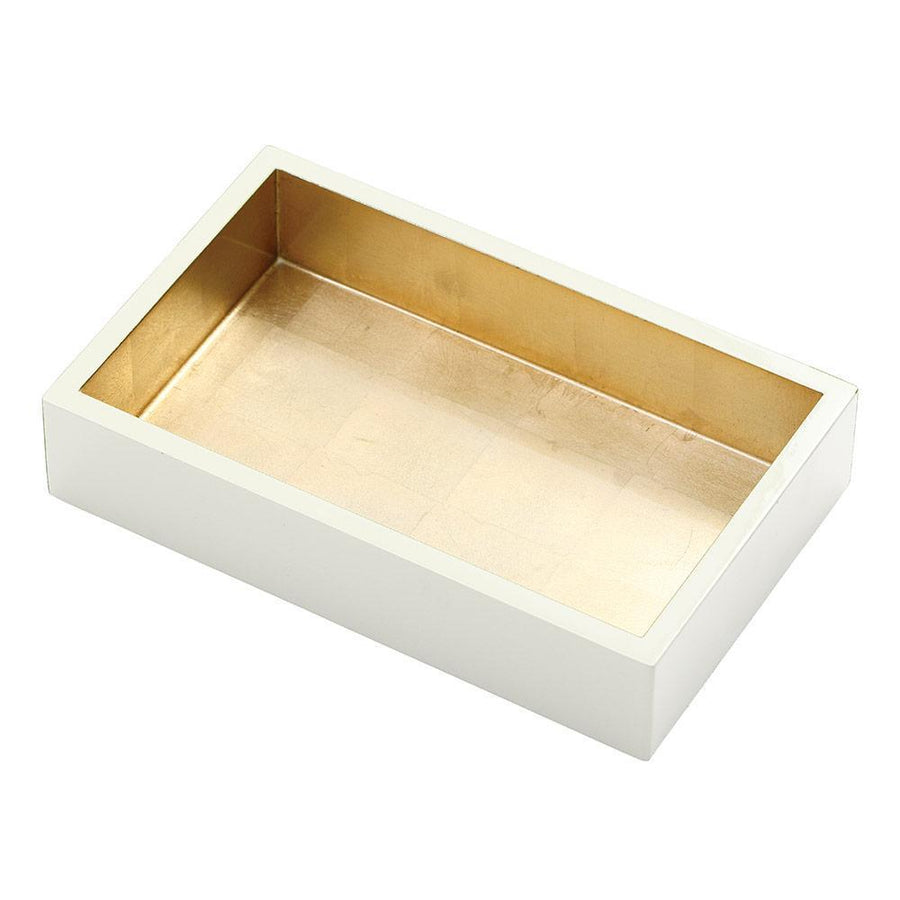 Lacquer Guest Towel Napkin Holder in Ivory with Gold