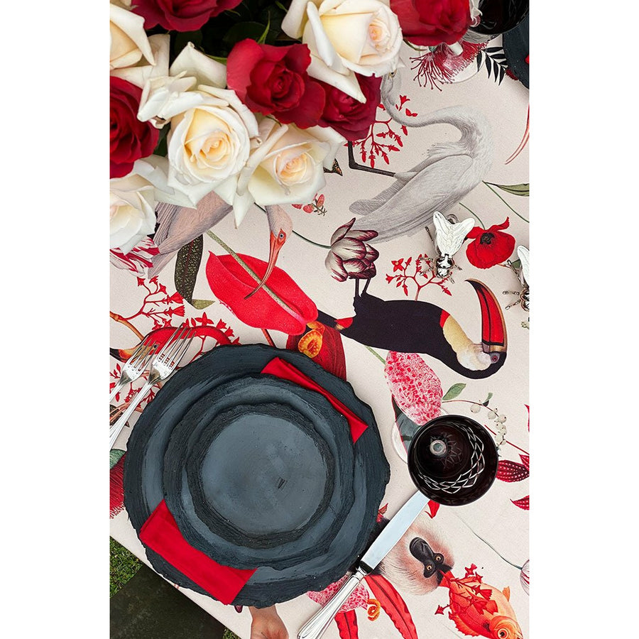 Ivory Red Jungle Tablecloth