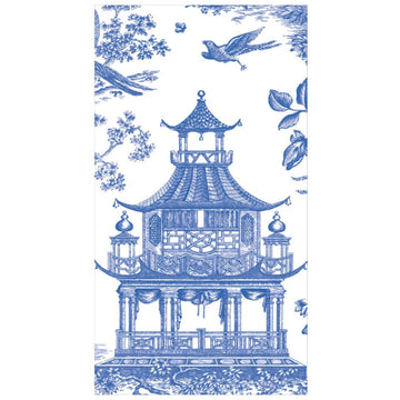 Guest Towel Napkins - Chinoiserie Toile Pagoda Blue