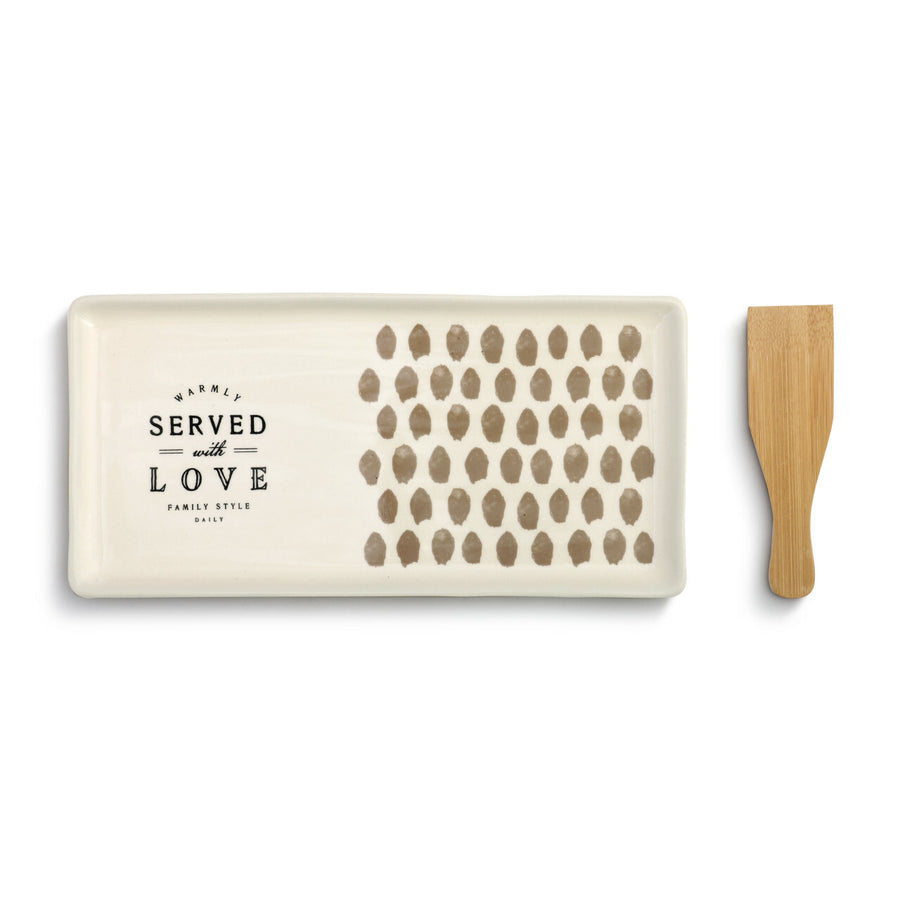Warmly Served Appetizer Tray with Spatula