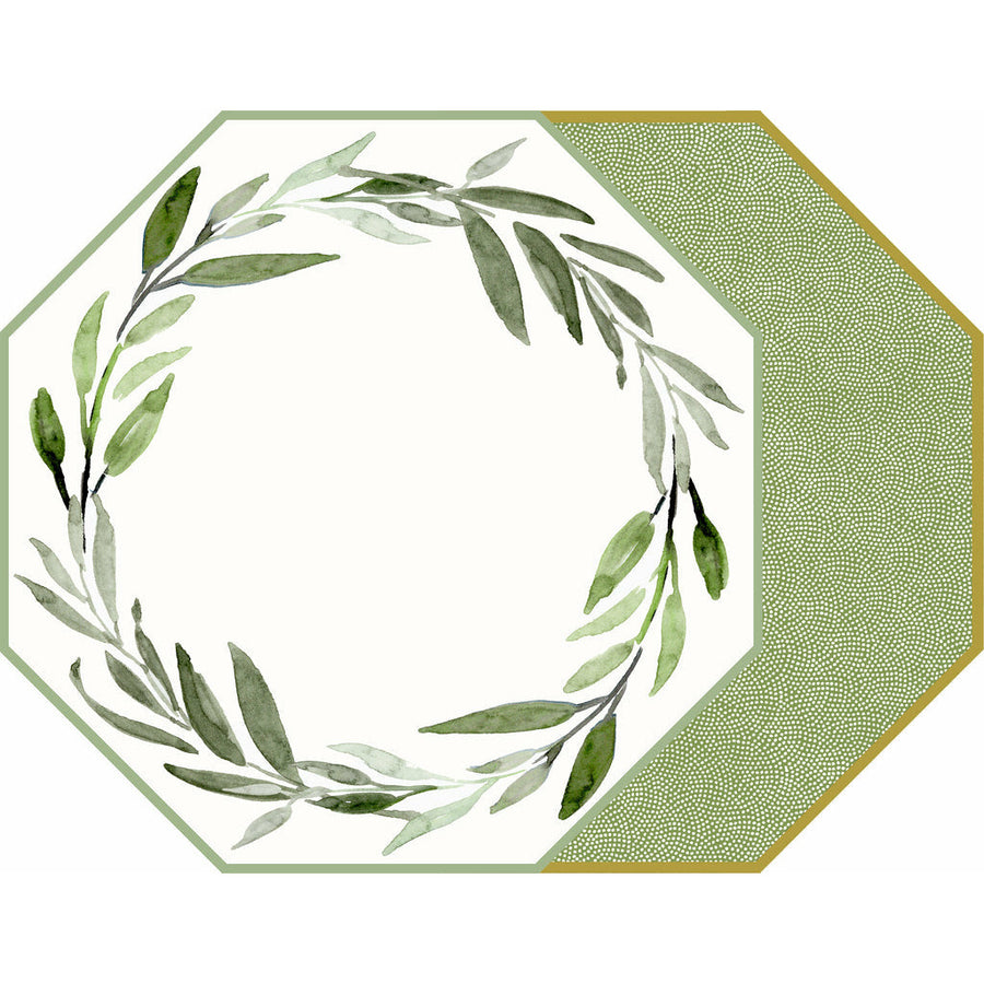 Reversible Watercolor Leaves Wreath Placemat