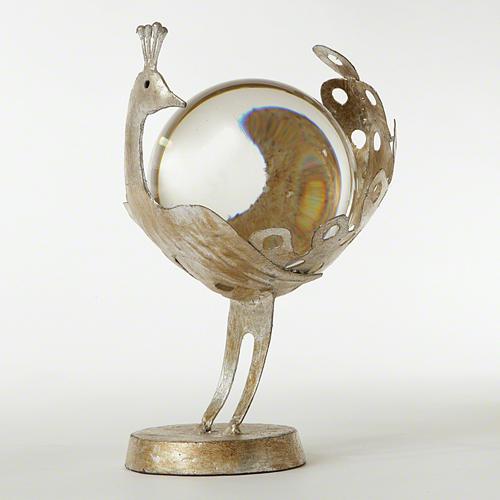Peacock Ball Stand-Silver-Sm