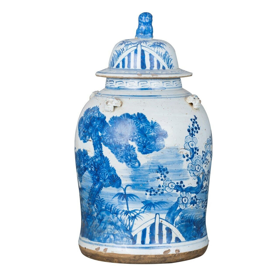 Vintage Temple Jar Pine Motif